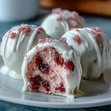 1. Decadent strawberry truffles with creamy white chocolate coating, perfect for Valentine's Day gifting or romantic desserts.  