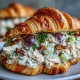 Picnic Chicken Salad Croissant Sandwiches with juicy grapes, crisp celery, and creamy dressing, perfect for outdoor gatherings.