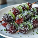 Refreshing frozen grape skewers rolled in fragrant lime sugar, ideal for hot days and easy entertaining.