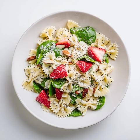 Spring Spinach Strawberry Pasta Salad