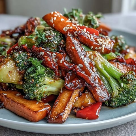 Vibrant kimchi mingles with tender vegetables in this delicious soy-glazed stir-fry.