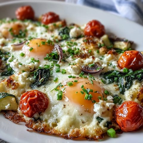 Savory High-Protein Sheet Pan Eggs baked with cottage cheese and garden vegetables.