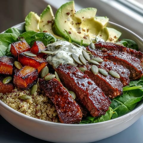 Fresh lime cilantro dressing drizzles over the bowls, adding a bright, tangy finish to this vibrant dinner.