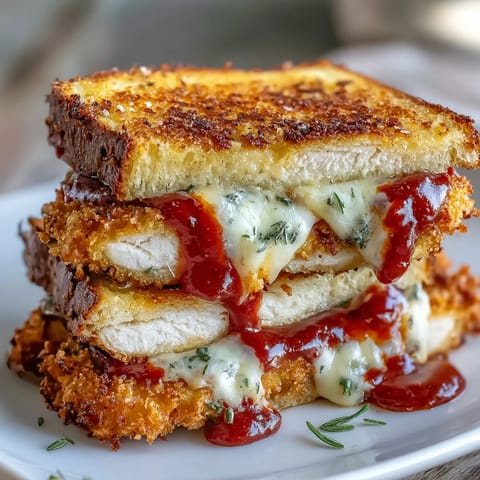 Crispy breaded chicken topped with rich vodka sauce and melted mozzarella on toasted Italian bread for a hearty sandwich.  