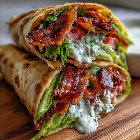 Juicy marinated tomatoes and crunchy bacon wrapped with lettuce and tangy secret sauce for a fresh lunch idea.