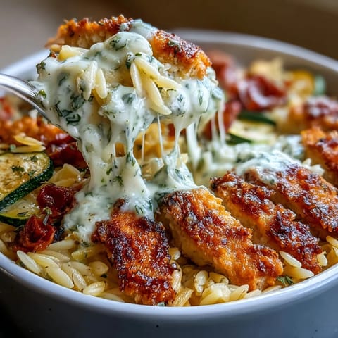 Mouthwatering Boursin Orzo Bake: Chicken & Veggie Delight with creamy orzo, tender chicken, and colorful vegetables baked to golden perfection.