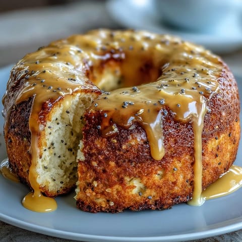 A tray of golden, fluffy lemon poppy seed protein bagels drizzled with a light, tangy lemon glaze, perfect for a healthy breakfast.  