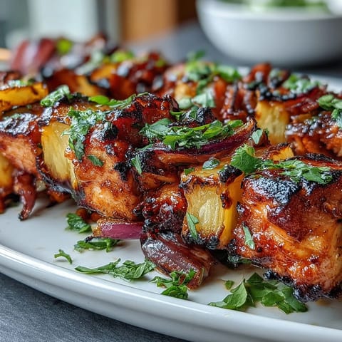 BBQ Chicken Pineapple Kebabs