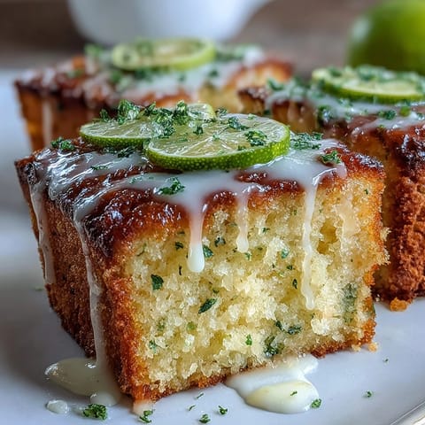 A golden lemon drizzle loaf cake topped with tangy lemon glaze, fresh zest, and a moist, buttery crumb.