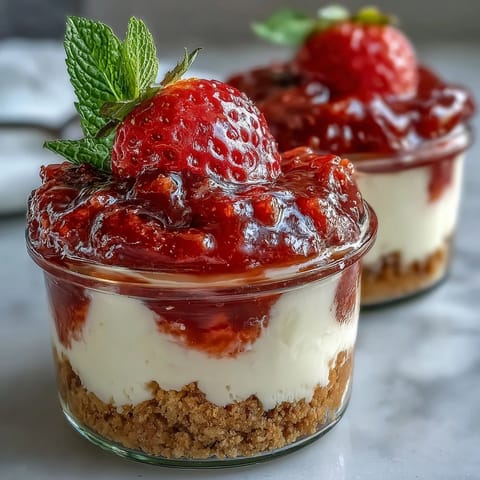 No-Bake Strawberry Cheesecake Jars