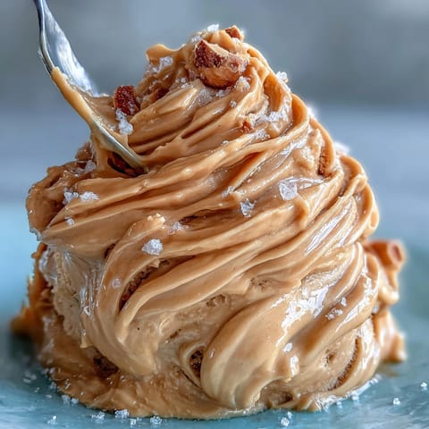 Creamy peanut butter banana ice cream with swirls of rich nutty flavor and ripe banana sweetness.  