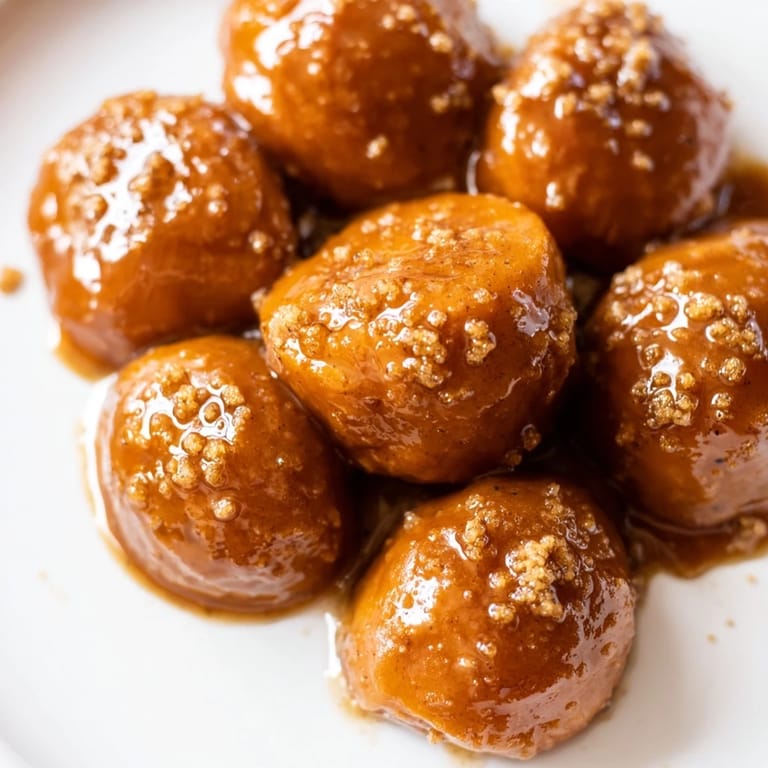 Sweet, glazed Candied Yams glistening after baking, offering a warm spiced aroma and delicious taste.