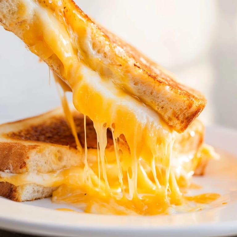 The ultimate Triple Cheese Sourdough Grilled Cheese sandwich, featuring thick sourdough bread loaded with three kinds of melty cheese.  
