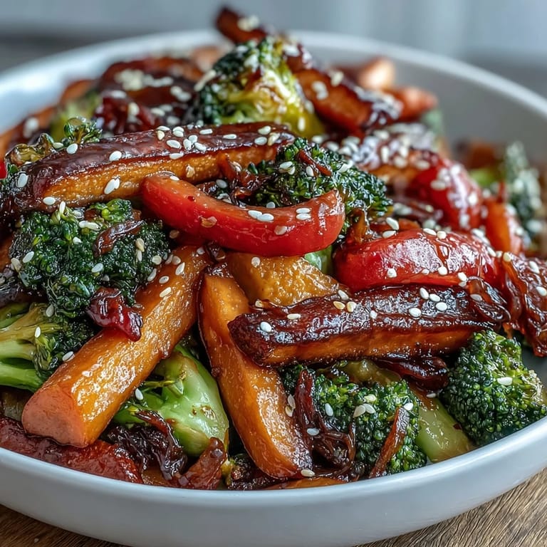 Enjoy this warm, probiotic-rich Comforting Fermented Veggie Winter Stir-Fry with garnishes.