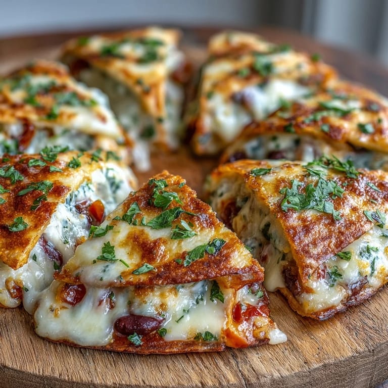 A stunning vegetarian Blooming Quesadilla Ring baked until crisp, with a center bowl of creamy salsa perfect for a festive appetizer spread.