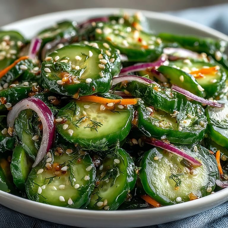 Snap-sliced cucumbers and herbs in a sweet-tart dressing in this easy Crunchy Cucumber Salad, perfect for hot summer days or spicy noodle pairings.