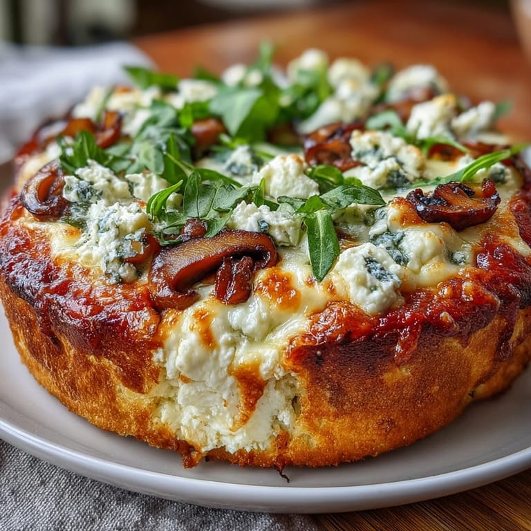 Close-up of a Cottage Cheese Pizza Bowl revealing creamy cottage cheese and spinach layered with rich marinara and mozzarella.