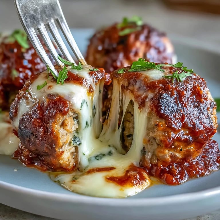 Freshly baked spicy chicken Parm meatballs in marinara with gooey mozzarella, perfect for garlic bread or hoagie roll sliders.