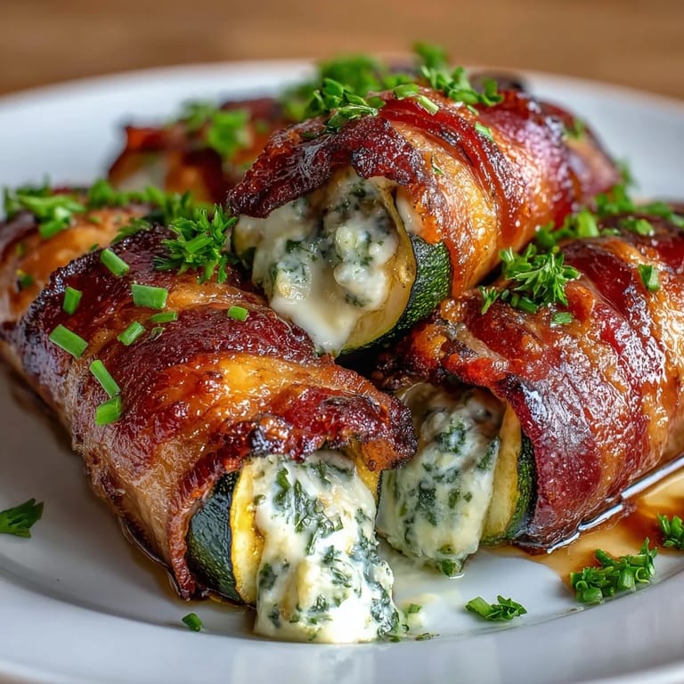 Low-carb zucchini boats with savory herb filling and crunchy bacon, ideal for satisfying keto meal prep.