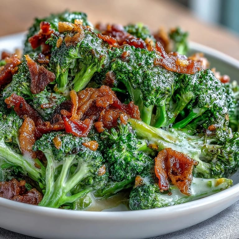 2. Savory Broccoli with Garlic Sauce and Crispy Bacon, a flavorful Asian-inspired side featuring bright green florets coated in glossy garlic sauce and smoky bacon.  