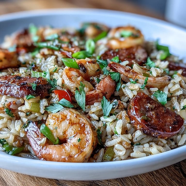 Rich Southern dirty rice recipe featuring smoky sausage, tender shrimp, and bold Cajun spices in every bite.  