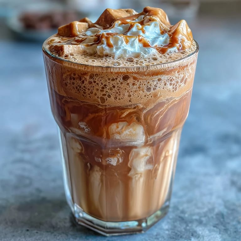 Rich coffee protein shake with chocolate protein powder, ice, and a hint of cinnamon for a café-inspired treat.