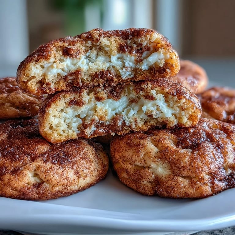 Golden-brown cottage cheese snickerdoodle cookies with tangy flavor and a crackly cinnamon sugar crust, ideal for holiday baking.