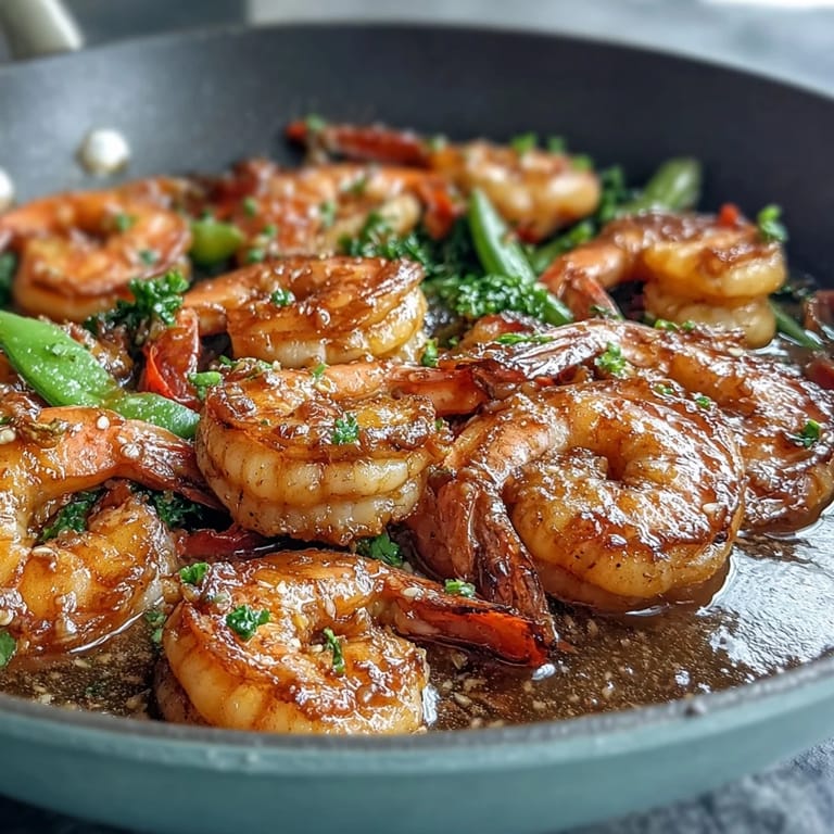 Tender shrimp and fresh vegetables sizzle together in a quick, healthy Asian-inspired stir-fry perfect for dinner.  