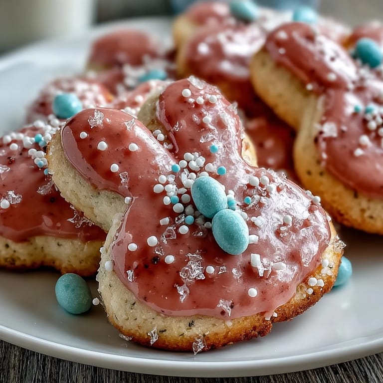 Delightful buttery sugar cookies with vibrant pastel icing, shaped into Easter eggs and bunnies, offering a tender bite and festive charm for any dessert table.
