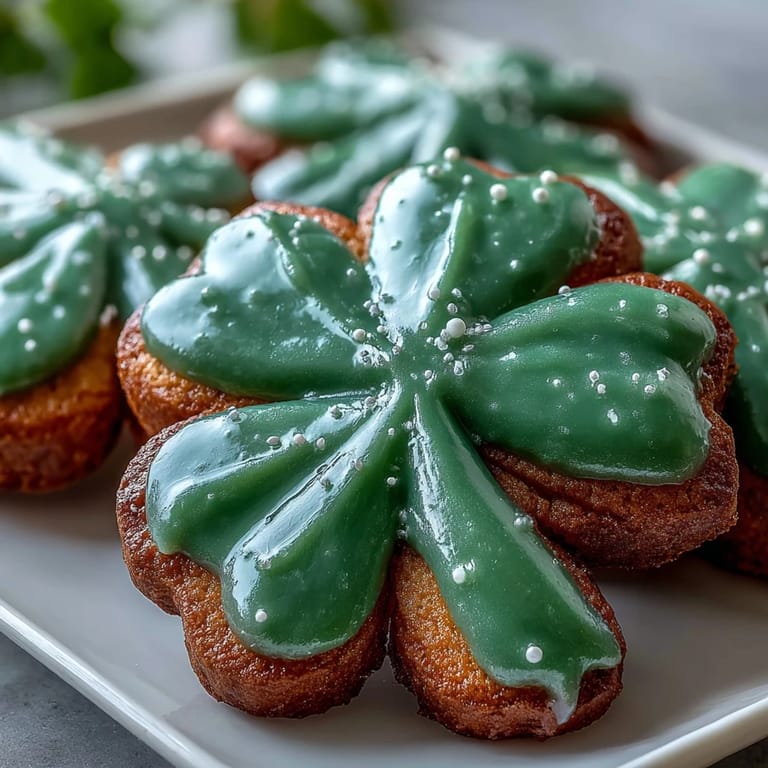 Delightful shamrock-shaped sugar cookies topped with glossy green royal icing, perfect for holiday parties and gifting.  