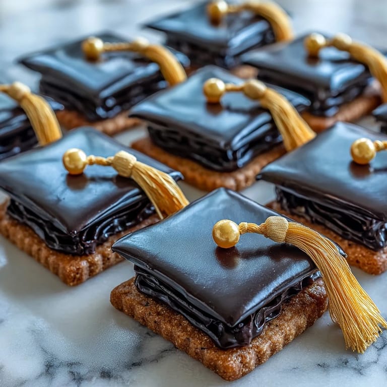 3. Festive graduation cap cookies featuring smooth royal icing, candy tassels, and a charming graduation theme for parties.