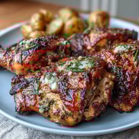 Lemon Herb Roasted Chicken and Potatoes, golden and aromatic, served with fresh herbs and lemon wedges for a comforting dinner.