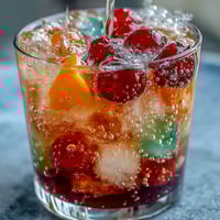 Vibrant rainbow sherbet and Sprite punch bowl, perfect for graduation parties and festive celebrations.